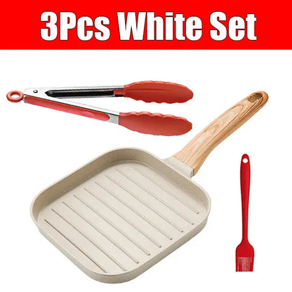 Nonstick Grill Pan - 19cm Square Steak Grilling Pan for Indoor & Outdoor Use - ZOOMNSTORE