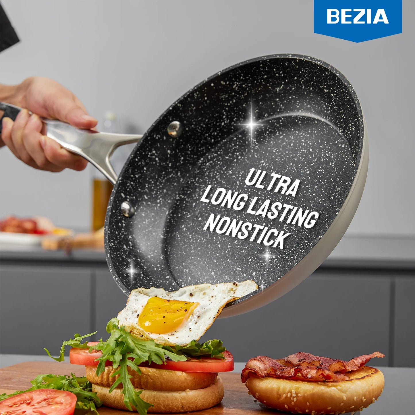 Nonstick Induction Cookware - 10 Piece Aluminum Cooking Set with Ergonomic Handles & Oven Safe Pans - ZOOMNSTORE