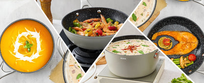 Nonstick Induction Cookware - 10 Piece Aluminum Cooking Set with Ergonomic Handles & Oven Safe Pans - ZOOMNSTORE