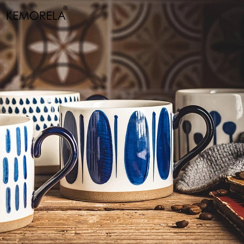 Nordic Ceramic Coffee Mug – 450ml Large Capacity Retro Style Mug with Handle - ZOOMNSTORE