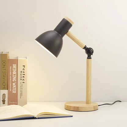 Nordic LED Desk Lamp - Wooden Iron Folding Table Lamp for Dorm & Home Office - ZOOMNSTORE