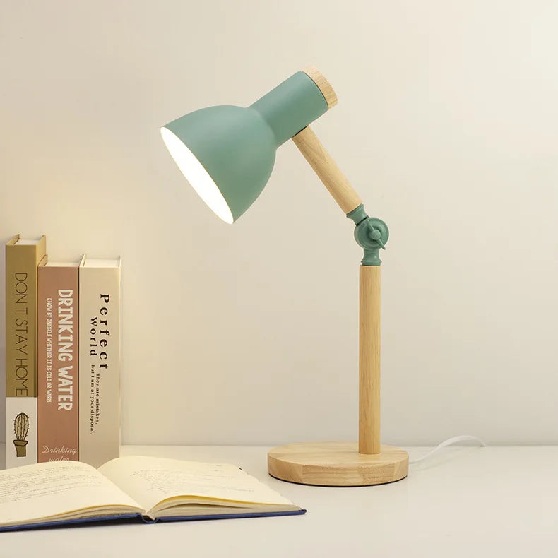 Nordic LED Desk Lamp - Wooden Iron Folding Table Lamp for Dorm & Home Office - ZOOMNSTORE