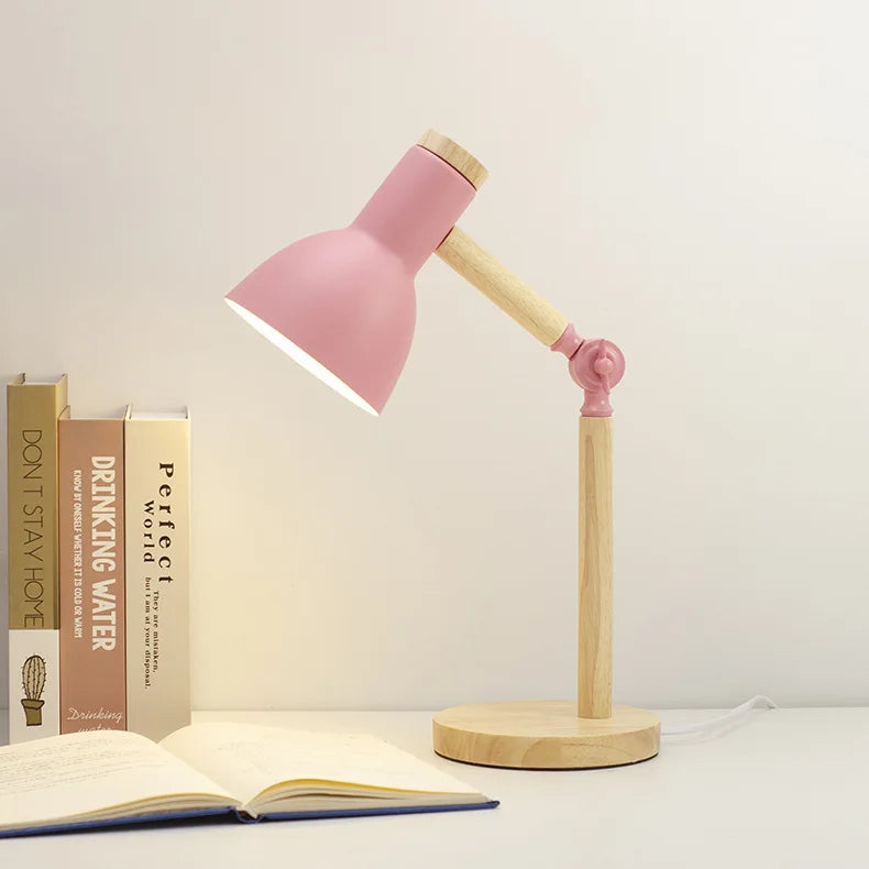 Nordic LED Desk Lamp - Wooden Iron Folding Table Lamp for Dorm & Home Office - ZOOMNSTORE