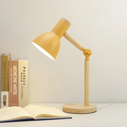 Nordic LED Desk Lamp - Wooden Iron Folding Table Lamp for Dorm & Home Office - ZOOMNSTORE