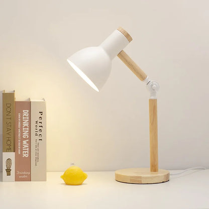Nordic LED Desk Lamp - Wooden Iron Folding Table Lamp for Dorm & Home Office - ZOOMNSTORE