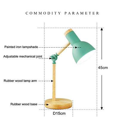 Nordic LED Desk Lamp - Wooden Iron Folding Table Lamp for Dorm & Home Office - ZOOMNSTORE