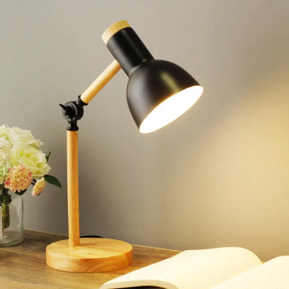 Nordic LED Desk Lamp - Wooden Iron Folding Table Lamp for Dorm & Home Office - ZOOMNSTORE