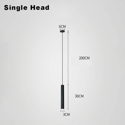 Modern Nordic Double Head LED Pendant Lamp - 2m Hanging Cylinder Chandelier for Dining Room - ZOOMNSTORE