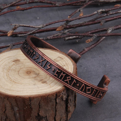 Mens Handmade Viking Rune Bangle - Nordic Alloy Bracelet in 3 Colors - ZOOMNSTORE