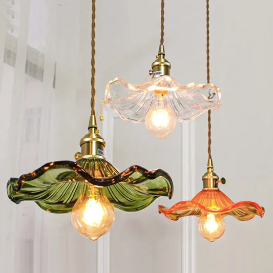 Nordic Style LED Pendant Light - Colorful Glass Copper Hanging Lamp for Bedroom  Living Room - ZOOMNSTORE