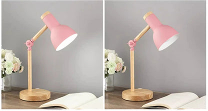 Nordic Table Lamp – Wooden Desk Lamp with Adjustable Head | LED Bedside Light - ZOOMNSTORE
