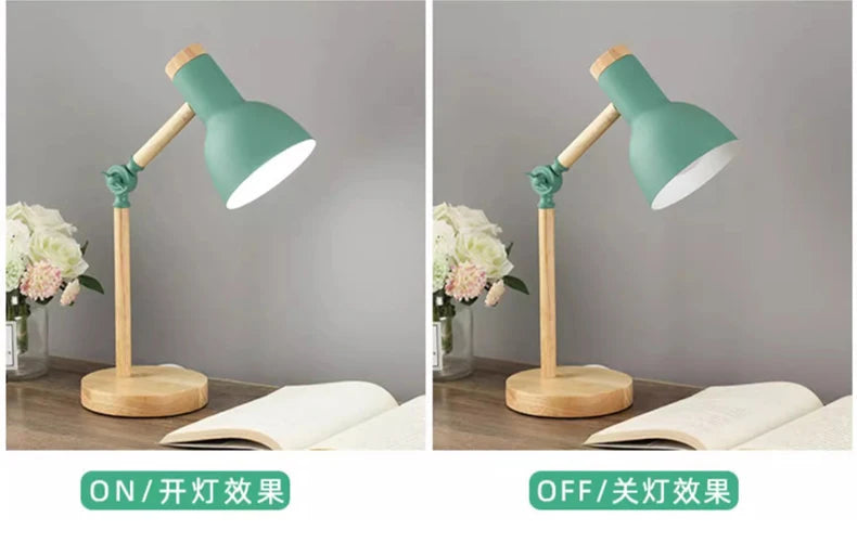 Nordic Table Lamp – Wooden Desk Lamp with Adjustable Head | LED Bedside Light - ZOOMNSTORE
