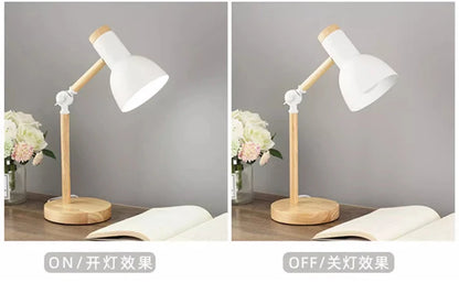 Nordic Table Lamp – Wooden Desk Lamp with Adjustable Head | LED Bedside Light - ZOOMNSTORE