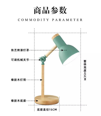 Nordic Table Lamp – Wooden Desk Lamp with Adjustable Head | LED Bedside Light - ZOOMNSTORE