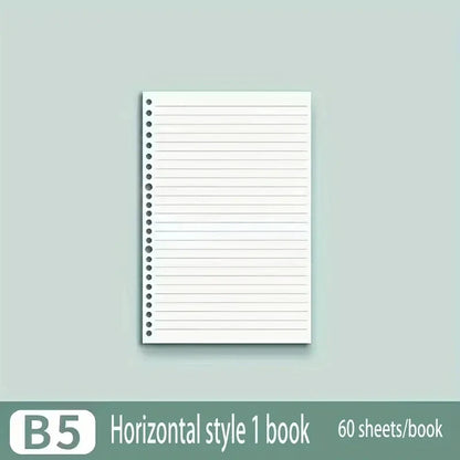 Notebook Refill Paper - A4 B5 A5 Loose Leaf Binder Sheets Grid Lined Blank Writing Pads - ZOOMNSTORE