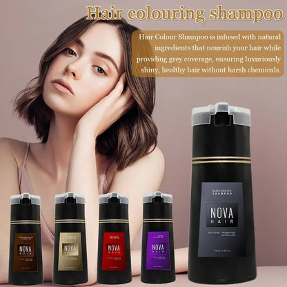 Nova Hair Instant Dye Shampoo - Quick Gray Coverage for Men  Women Nourishing Formula - ZOOMNSTORE