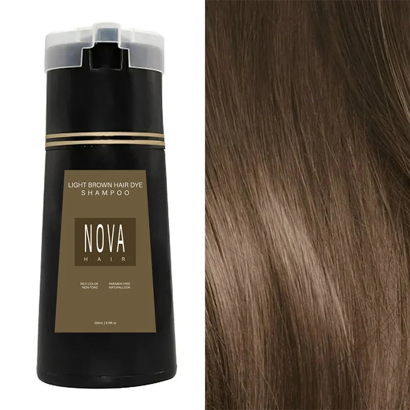 Nova Hair Instant Dye Shampoo - Quick Gray Coverage for Men  Women Nourishing Formula - ZOOMNSTORE