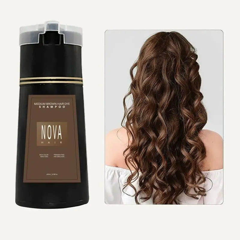 Nova Hair Instant Dye Shampoo - Quick Gray Coverage for Men  Women Nourishing Formula - ZOOMNSTORE