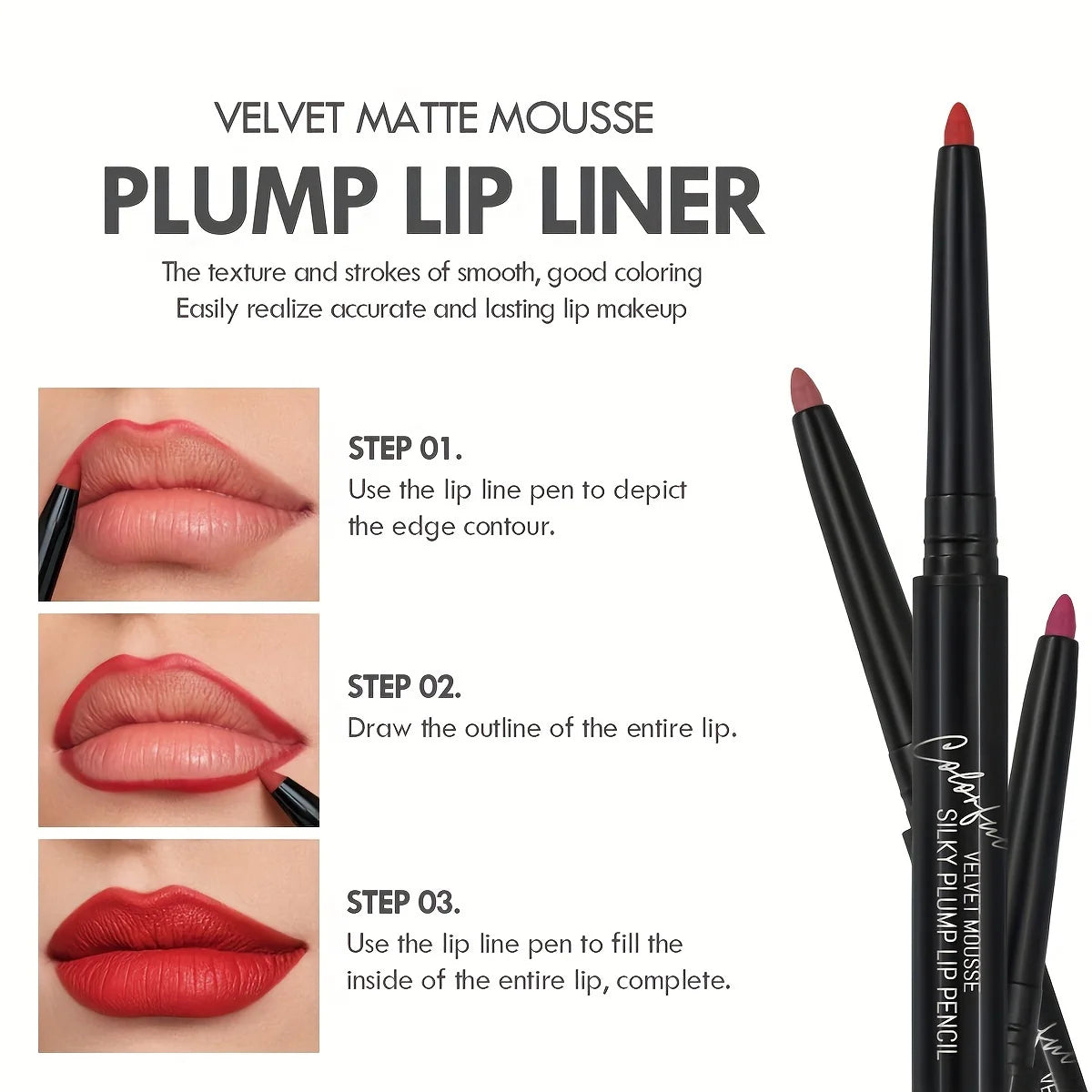 Nude Brown Lip Liner Pencil - Waterproof Matte Lip Contour Makeup - ZOOMNSTORE