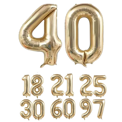 Platinum Colour 40 Helium Number Balloons 0-9 - Birthday Anniversary Graduation Decor - ZOOMNSTORE