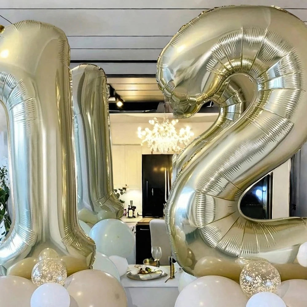 Platinum Colour 40 Helium Number Balloons 0-9 - Birthday Anniversary Graduation Decor - ZOOMNSTORE