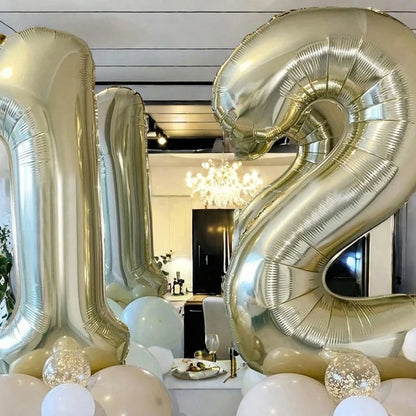 Platinum Colour 40 Helium Number Balloons 0-9 - Birthday Anniversary Graduation Decor - ZOOMNSTORE