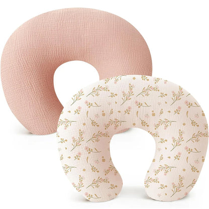 2PCS/set Nursing Pillow Cover for Breastfeeding Pillows Ultra-Soft Muslin Cotton Baby Nursing Pillow Fits Newborn Feeding Pillow - ZOOMNSTORE