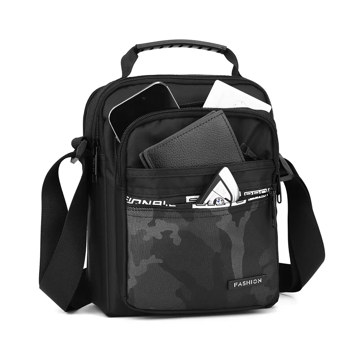 Nylon Shoulder Bag - Office Unisex Casual Satchel with Multiple Pockets for Cell Phone & Documents - ZOOMNSTORE