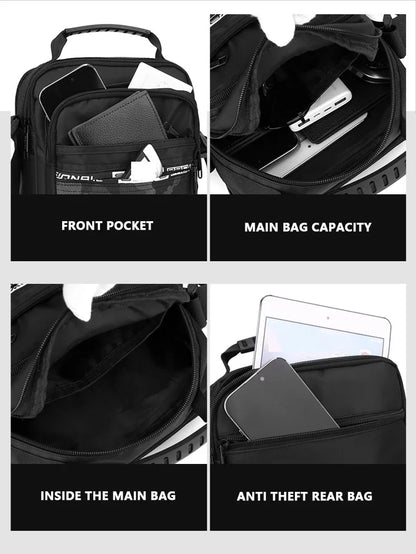 Nylon Shoulder Bag - Office Unisex Casual Satchel with Multiple Pockets for Cell Phone & Documents - ZOOMNSTORE