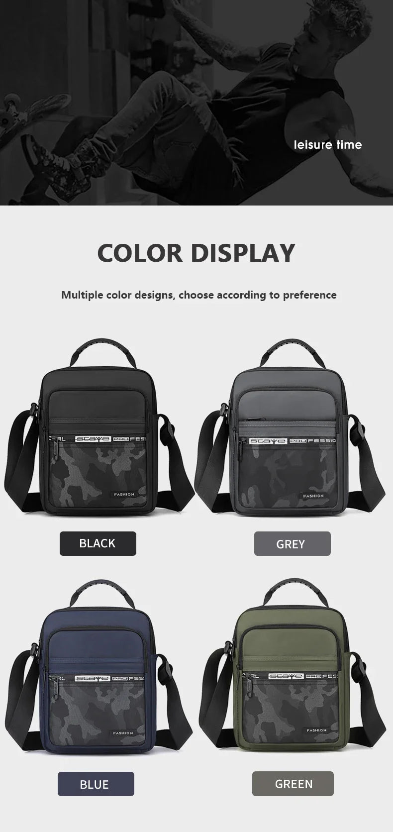 Nylon Shoulder Bag - Office Unisex Casual Satchel with Multiple Pockets for Cell Phone & Documents - ZOOMNSTORE