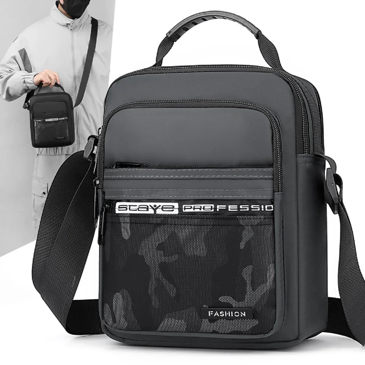 Nylon Shoulder Bag - Office Unisex Casual Satchel with Multiple Pockets for Cell Phone & Documents - ZOOMNSTORE