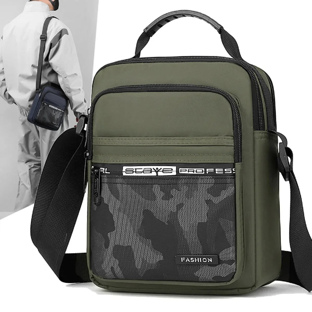 Nylon Shoulder Bag - Office Unisex Casual Satchel with Multiple Pockets for Cell Phone & Documents - ZOOMNSTORE