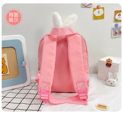 Plush 3D Rabbit Backpack - Cute Cartoon School Bag for Kids