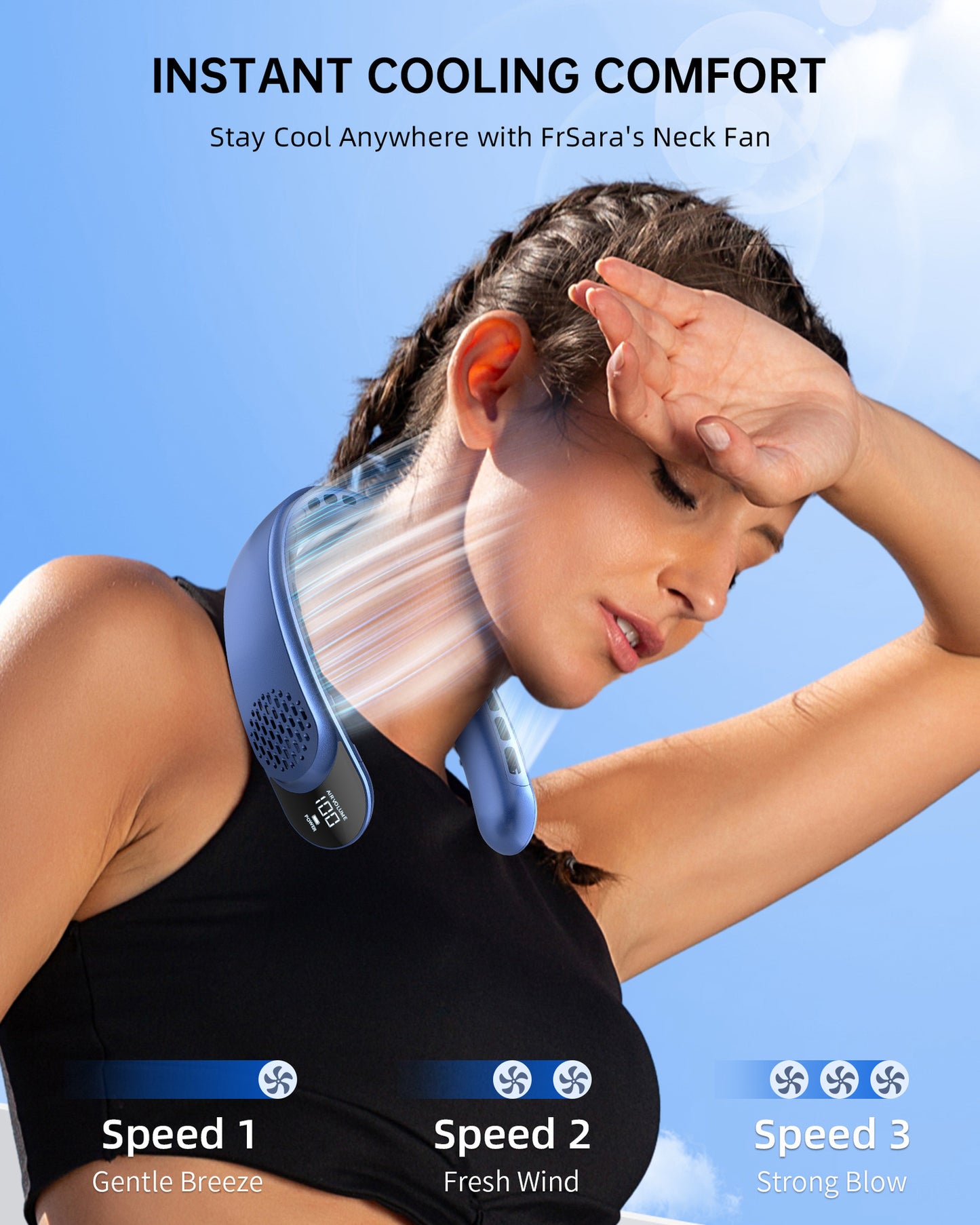 New Quad-Core USB Neck Fan Turbine Vaneless Design Easy Simple Control Carry for Outdoor Portable Portable Summer Gift Wearable