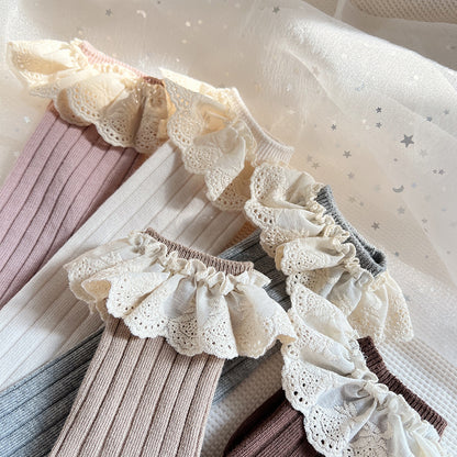 1 Pair Baby Girls Knee High Socks Spanish Long Kids Soft Lace Stuff Princess Children Socks Ruffle Leg Warmth Cute Girls Socks