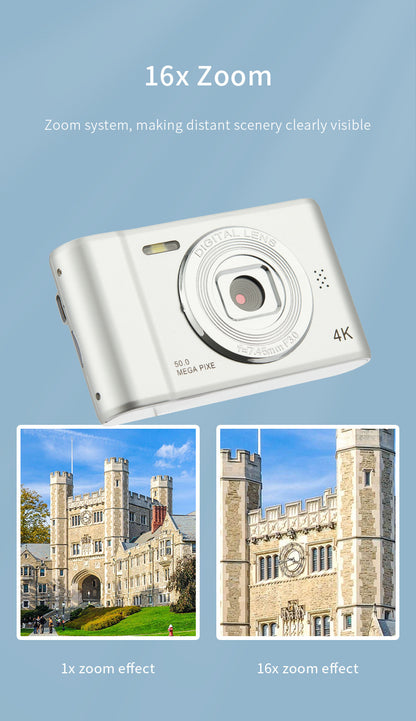 4K Digital Camera – Travel Selfie Camera with 50 Megapixels, HD Photography & 2.4 Inch Screen