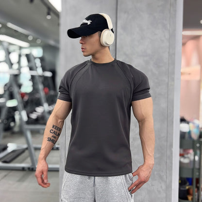 High quality Autumn men long sleeved T-shirt Fashion sport Round Collar fitness running mesh Breathability Training t-shirt men
