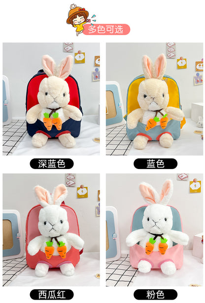 Plush 3D Rabbit Backpack - Cute Cartoon School Bag for Kids - ZOOMNSTORE