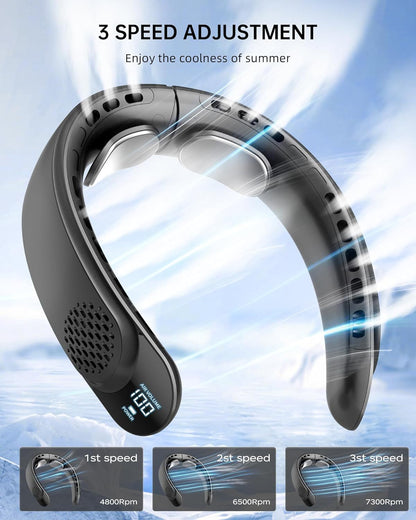 New Quad-Core USB Neck Fan Turbine Vaneless Design Easy Simple Control Carry for Outdoor Portable Portable Summer Gift Wearable
