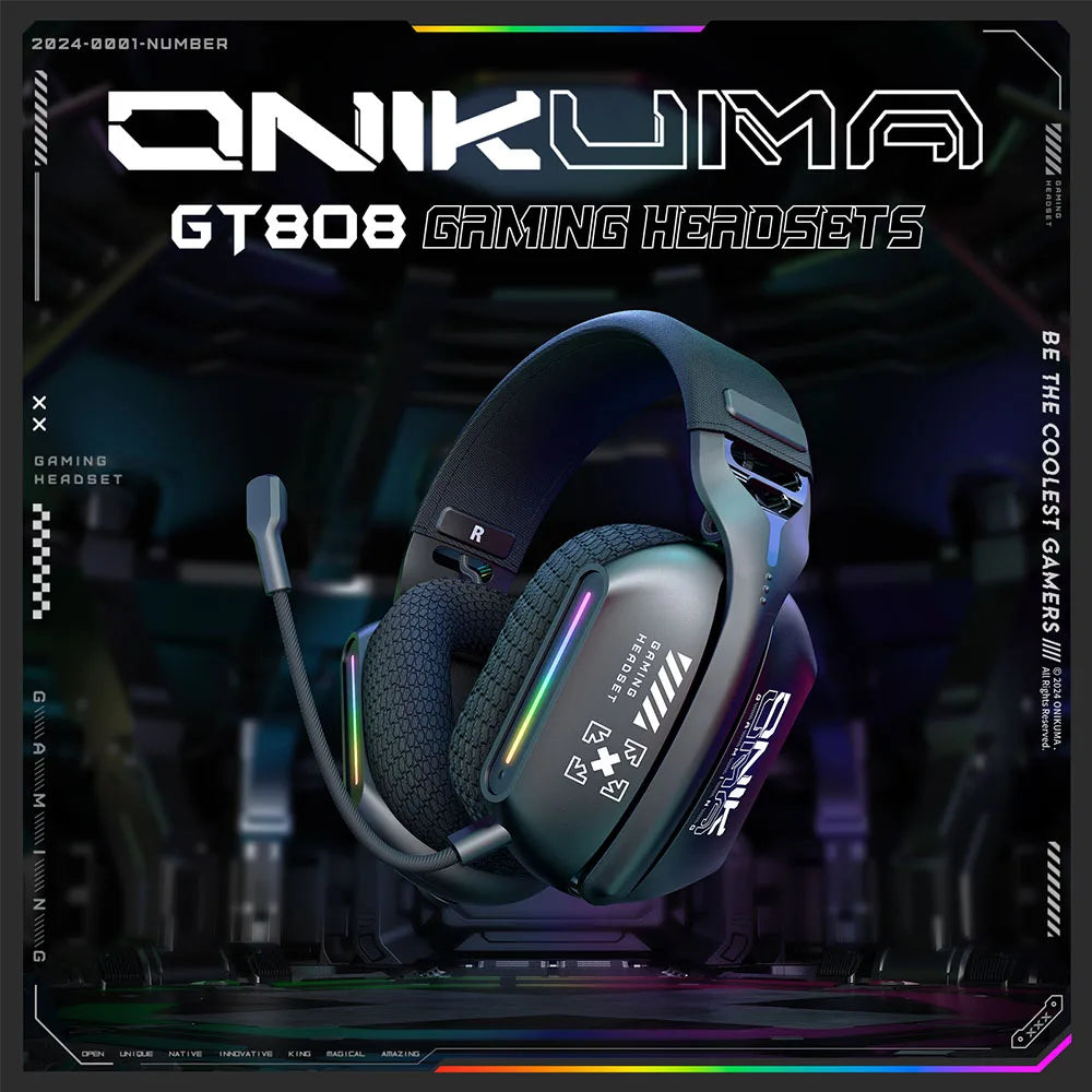 ONIKUMA Wireless Gaming Headset - 24GWiredBluetooth Bendable Mic Soft Ear Pads Immersive Sound for PCPS45 - ZOOMNSTORE