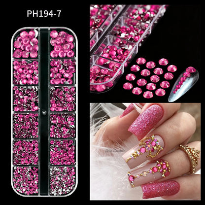 Ocean Gold Nail Art Charms - 3D Shell Seahorse Starfish Pearl Gems Studs - ZOOMNSTORE
