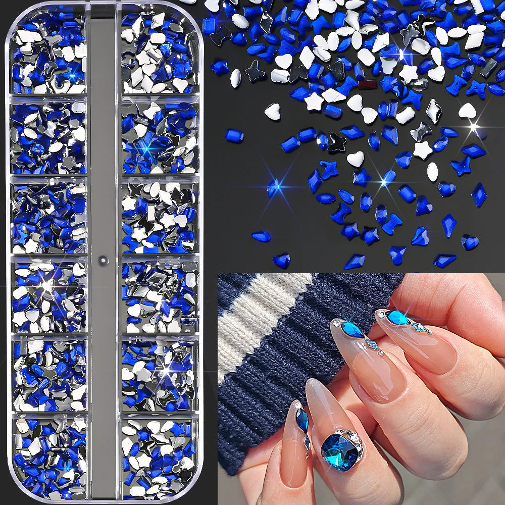 Ocean Gold Nail Art Charms - 3D Shell Seahorse Starfish Pearl Gems Studs - ZOOMNSTORE