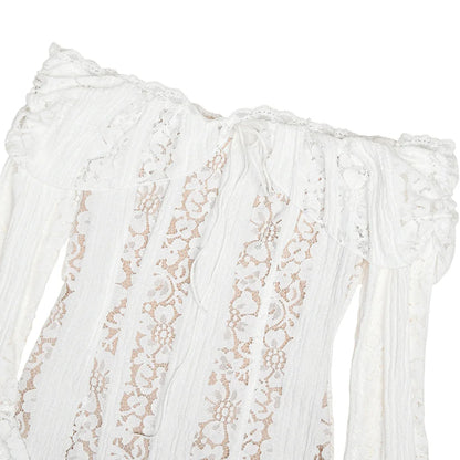Off Shoulder Bodycon Dress - Elegant Lace Maxi Dress With Long Sleeve | Autumn Party - ZOOMNSTORE