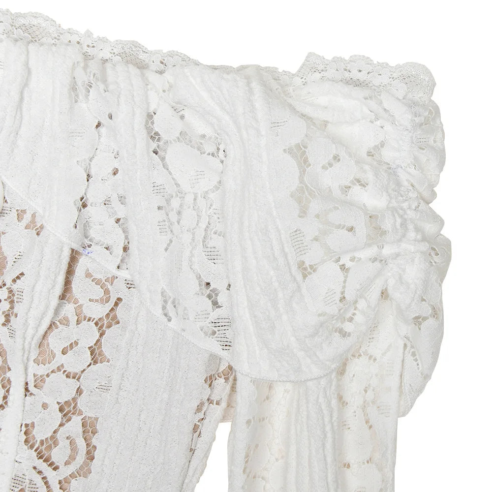Off Shoulder Bodycon Dress - Elegant Lace Maxi Dress With Long Sleeve | Autumn Party - ZOOMNSTORE
