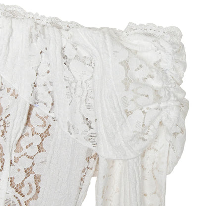 Off Shoulder Bodycon Dress - Elegant Lace Maxi Dress With Long Sleeve | Autumn Party - ZOOMNSTORE