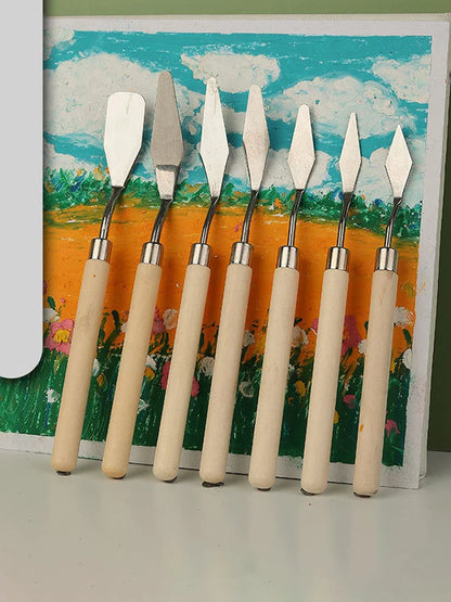 Oil Paint Knife Set - 7pcs Mini Palette  Baking Spatula for Cake Design and Clay Sculpting - ZOOMNSTORE