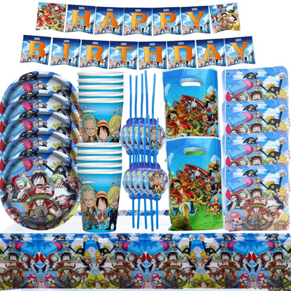 One Piece Birthday Party Set - Luffy Disposable Tableware  Candy Box for Kids - ZOOMNSTORE