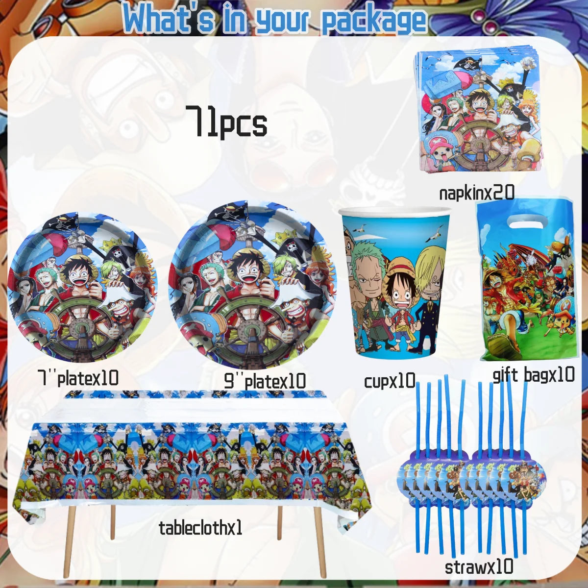 One Piece Birthday Party Set - Luffy Disposable Tableware  Candy Box for Kids - ZOOMNSTORE