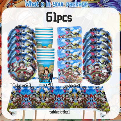 One Piece Birthday Party Set - Luffy Disposable Tableware  Candy Box for Kids - ZOOMNSTORE
