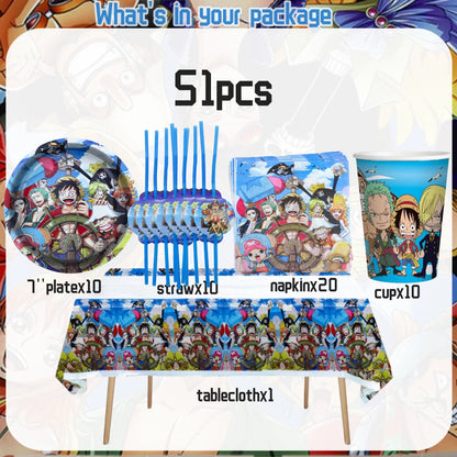 One Piece Birthday Party Set - Luffy Disposable Tableware  Candy Box for Kids - ZOOMNSTORE